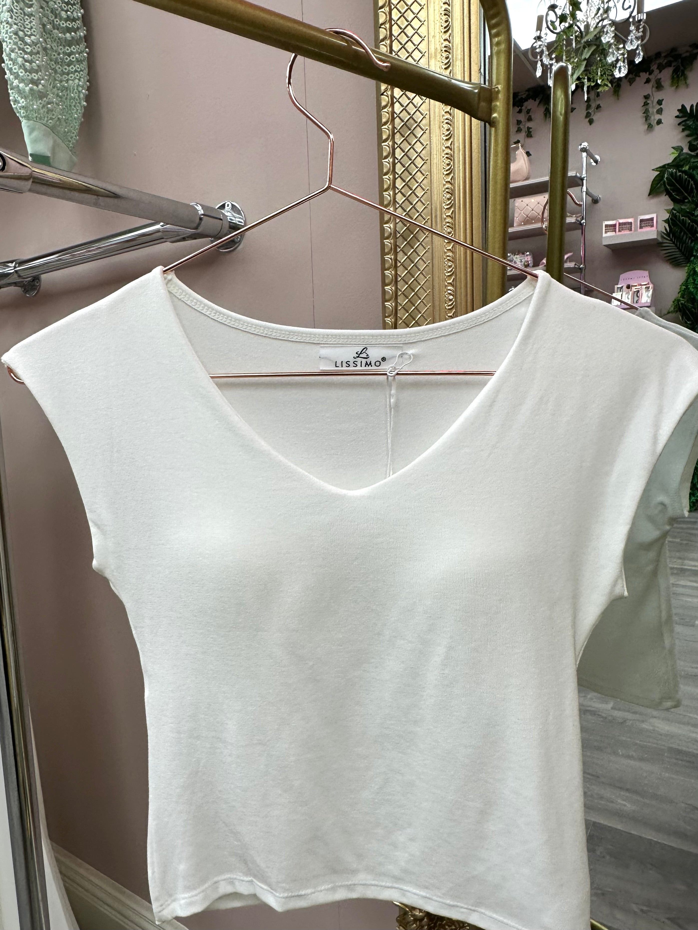 White Soft V-Neck Padded Tee