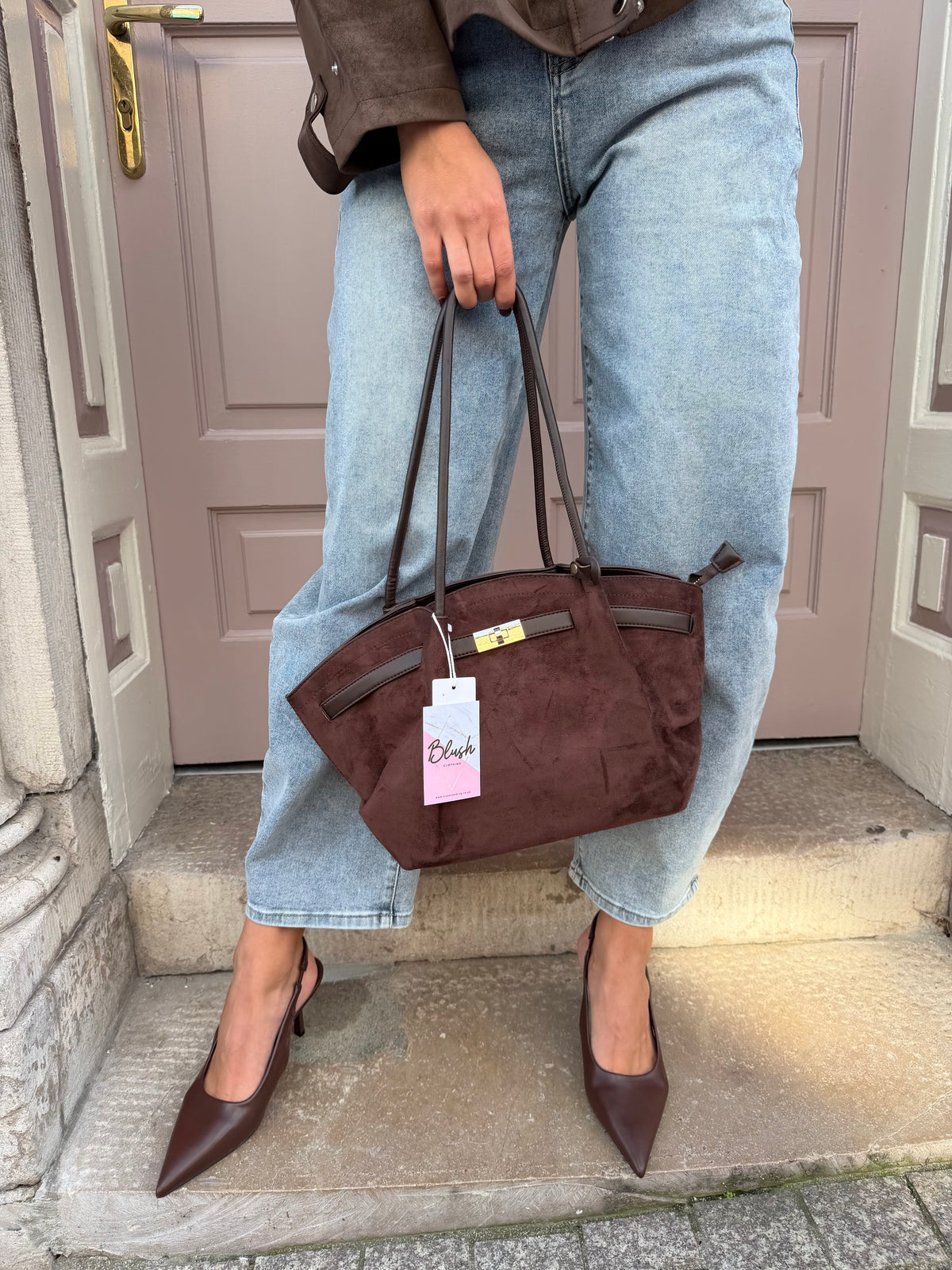Slouchy Buckle Detail Handbag