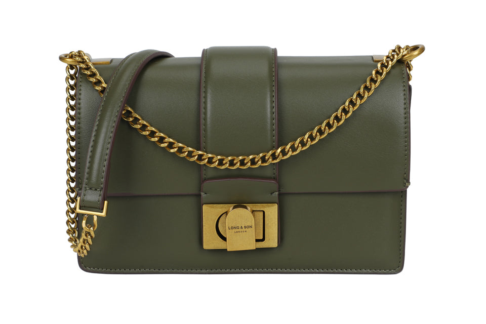Gold Chain Detail Buckle Handbag