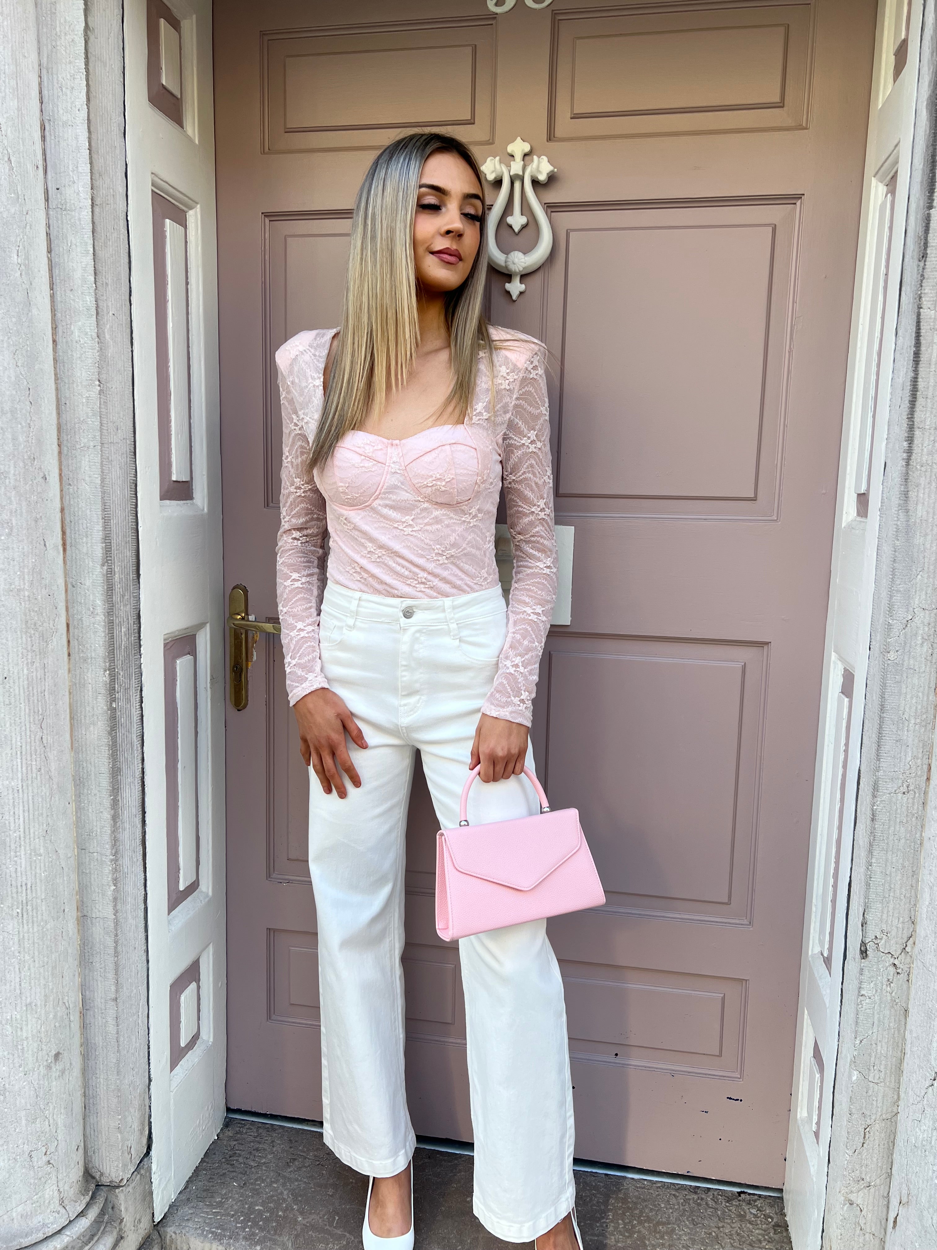 Pink Lace Detail Top