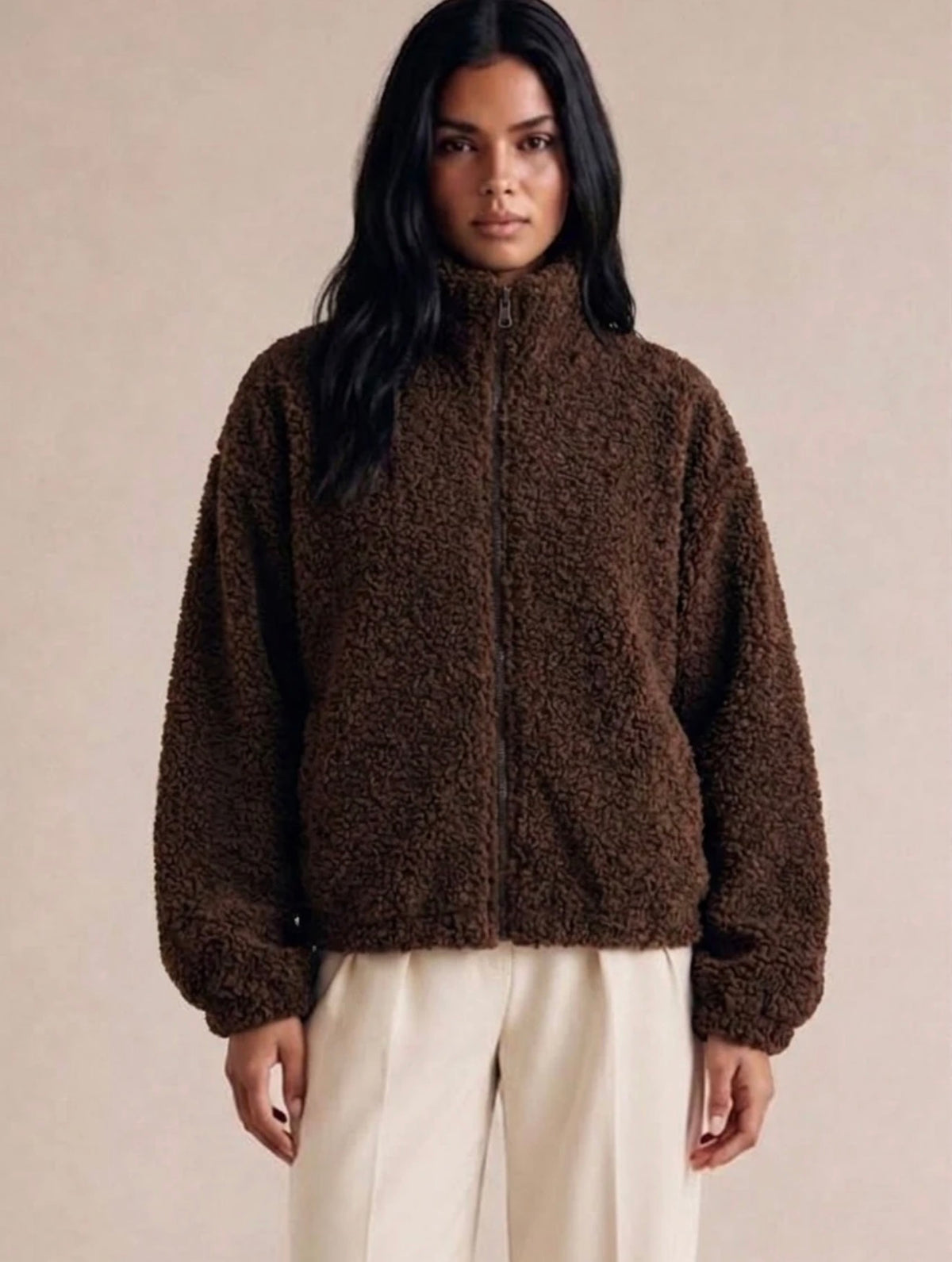 Brown Borg Full Zip Fleece Jacket