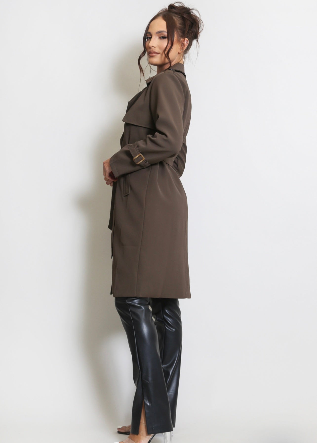 Brown Belted Trench Coat
