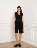Black Tailored Waistcoat With Statement Buttons