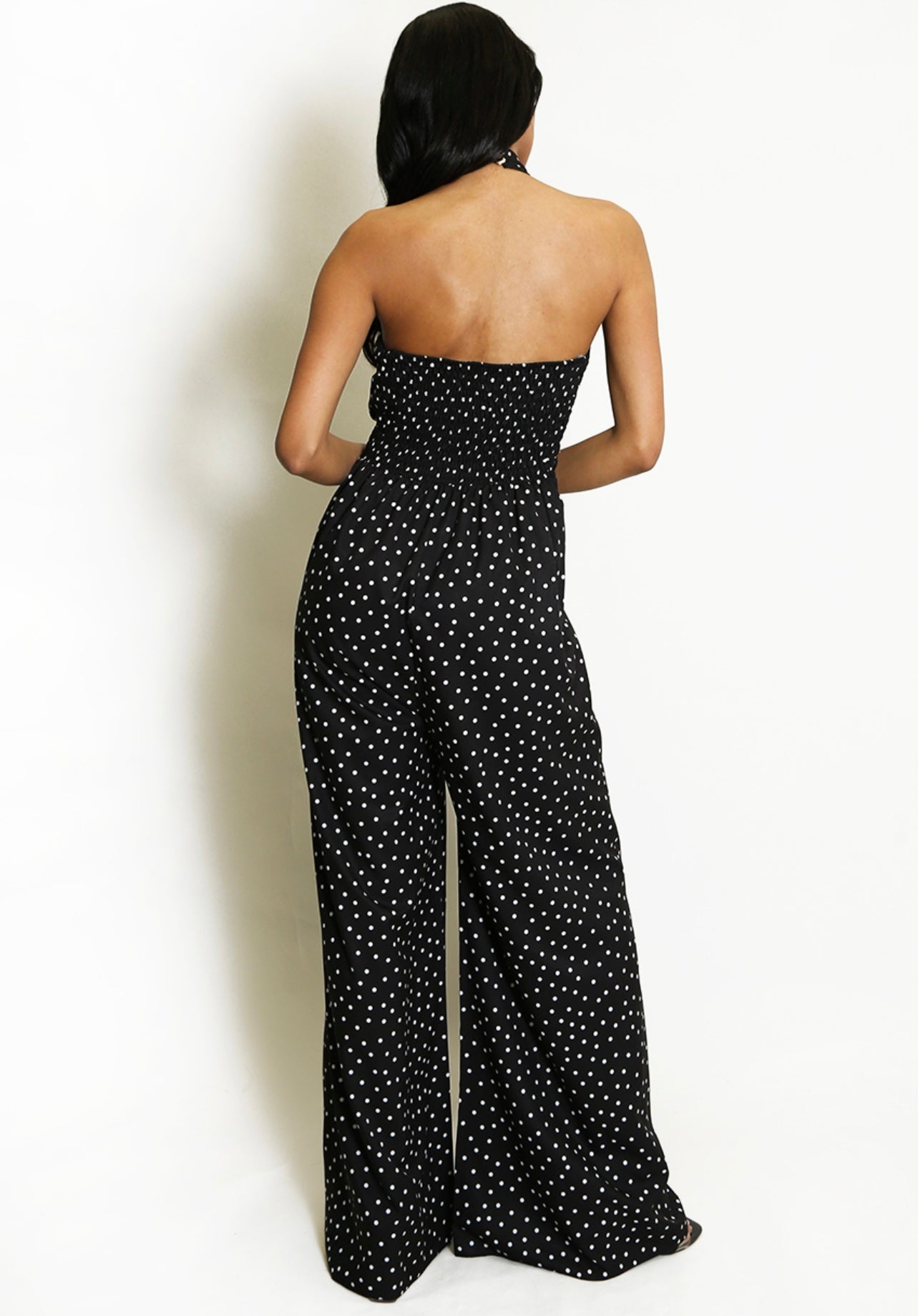 Black Polka Dot Wide Leg Jumpsuit