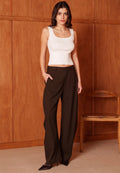 Brown High Waist Barrel Trousers
