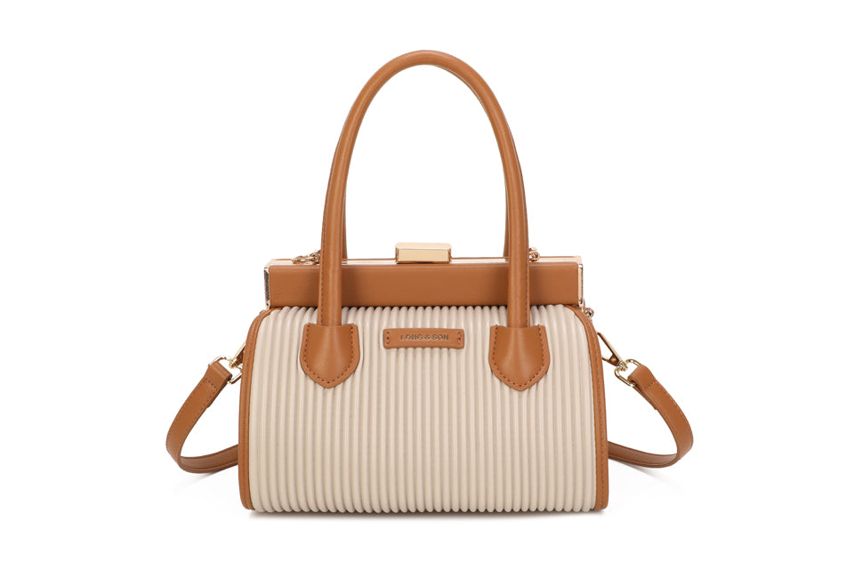 Ribbed Detail Gold Detail Buckle Hamdbag