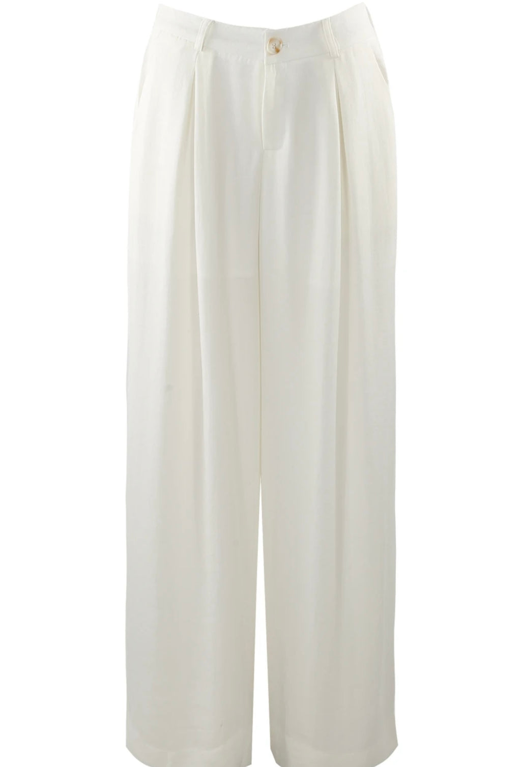 White Wide Hem Trousers