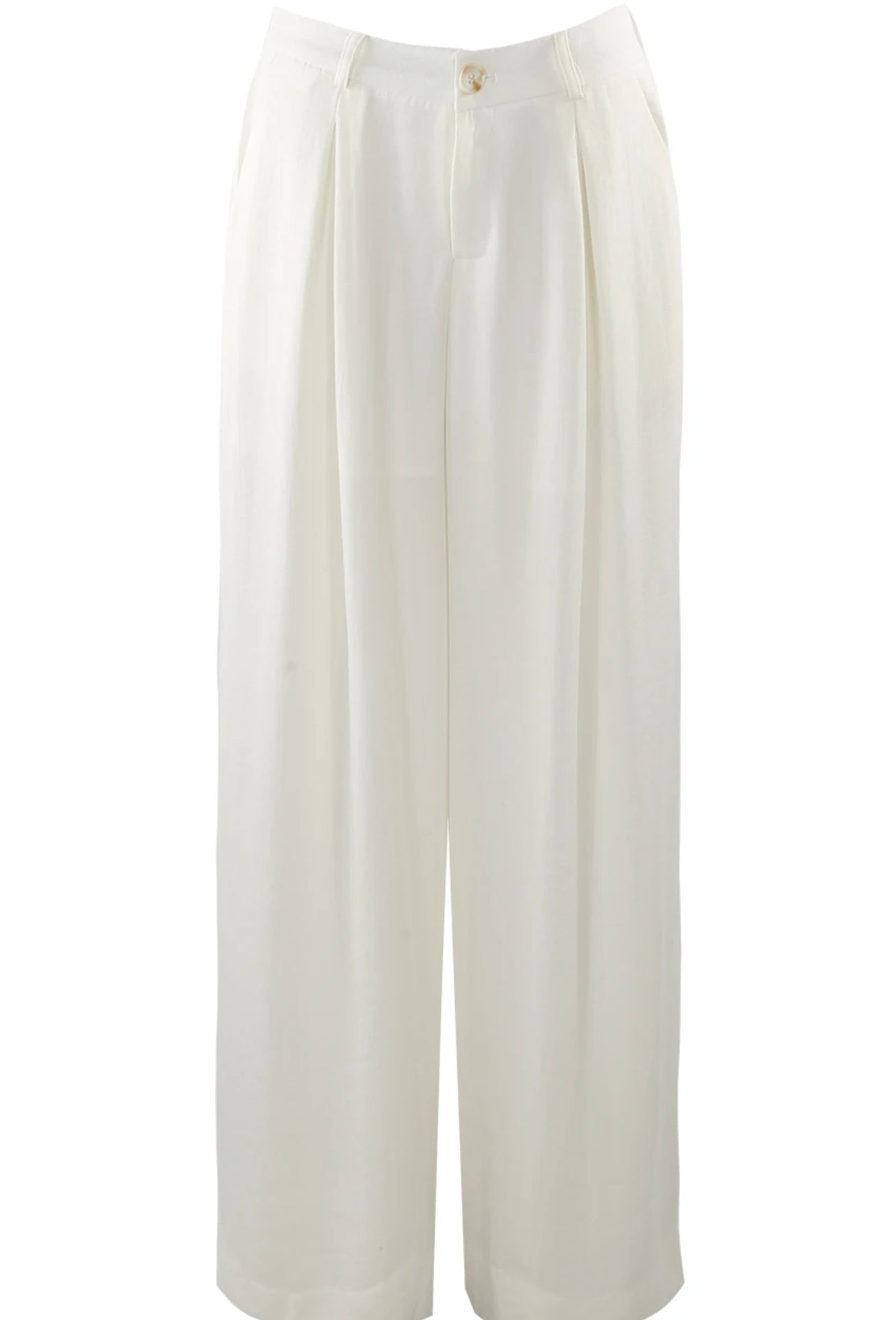 White Wide Hem Trousers