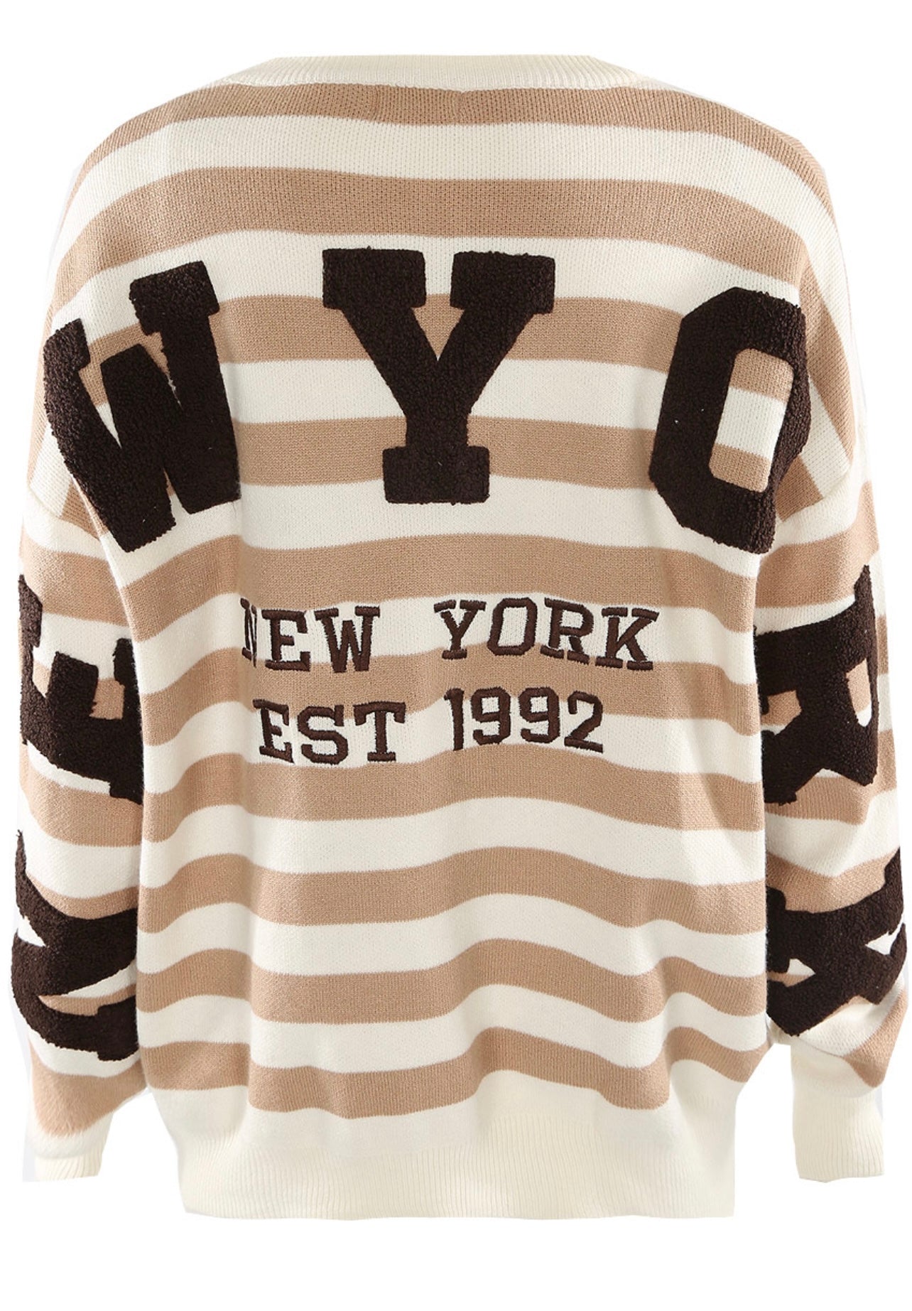 Taupe New York Embossed Striped Jumper