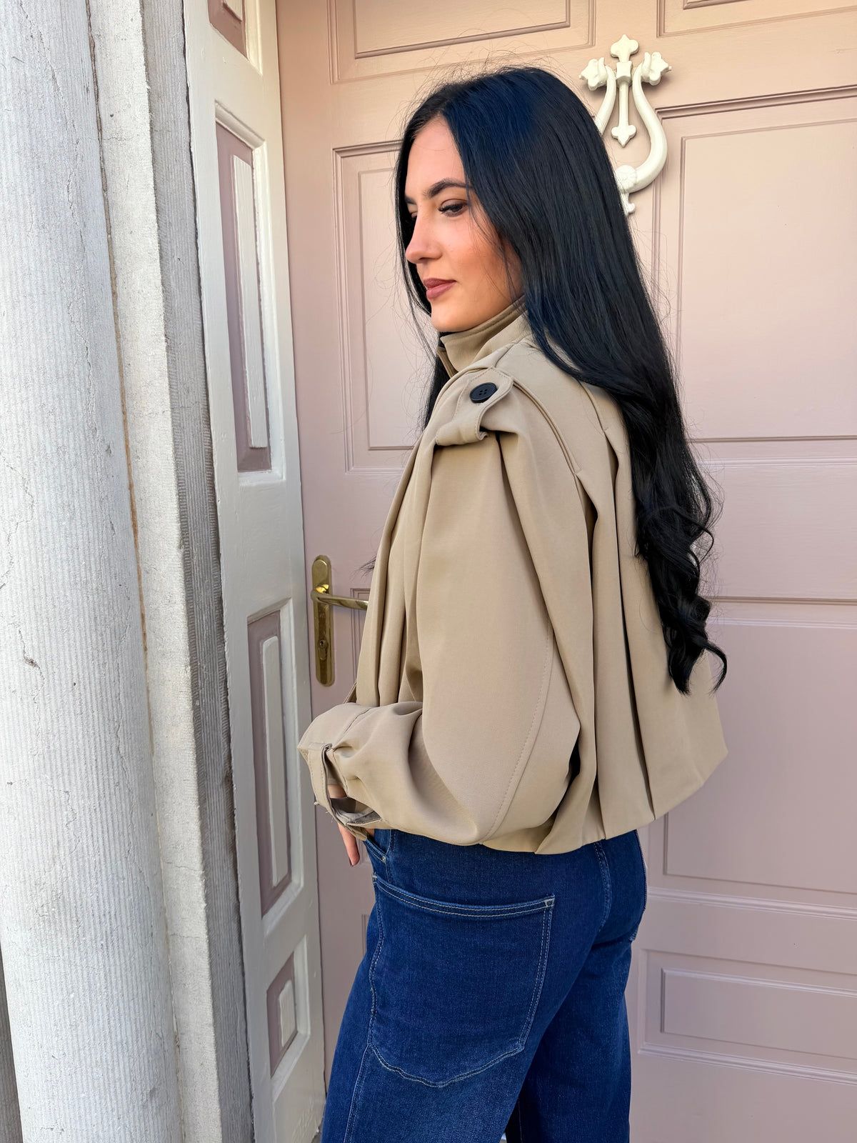 Taupe Cropped Jacket