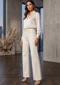 Beige Mid Rise Dad Fit Jeans