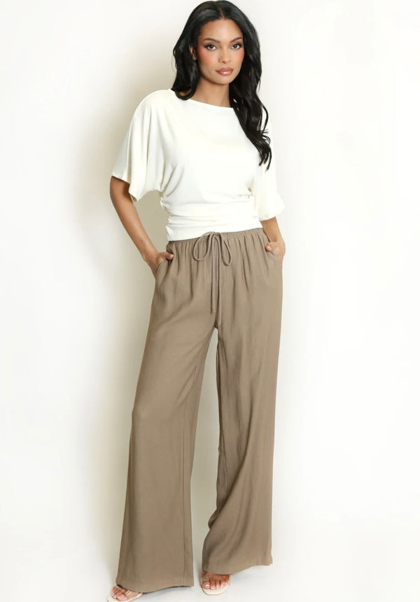 Taupe Drawstring Trousers