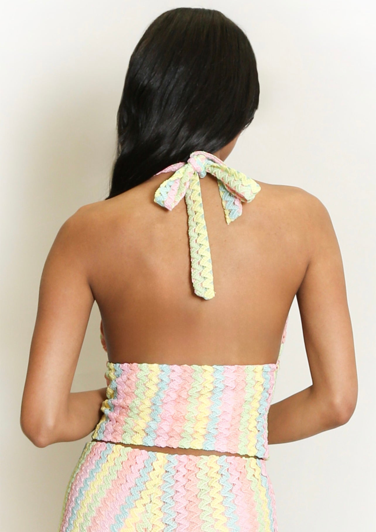 Pink Zig Zag Halter Neck Top