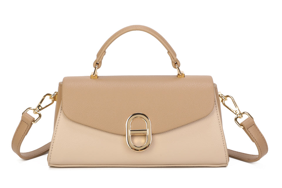 Two Tone Gold Buckle Detail Handbag