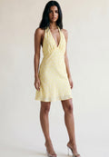 Lemon Polka Dot Halterneck Mini Dress