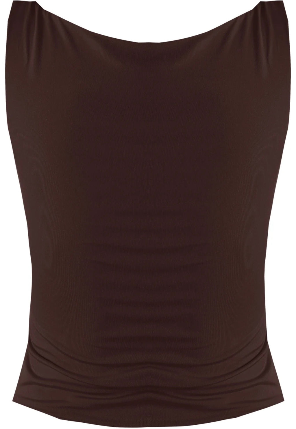 Brown Metal Detail Square Neck Top