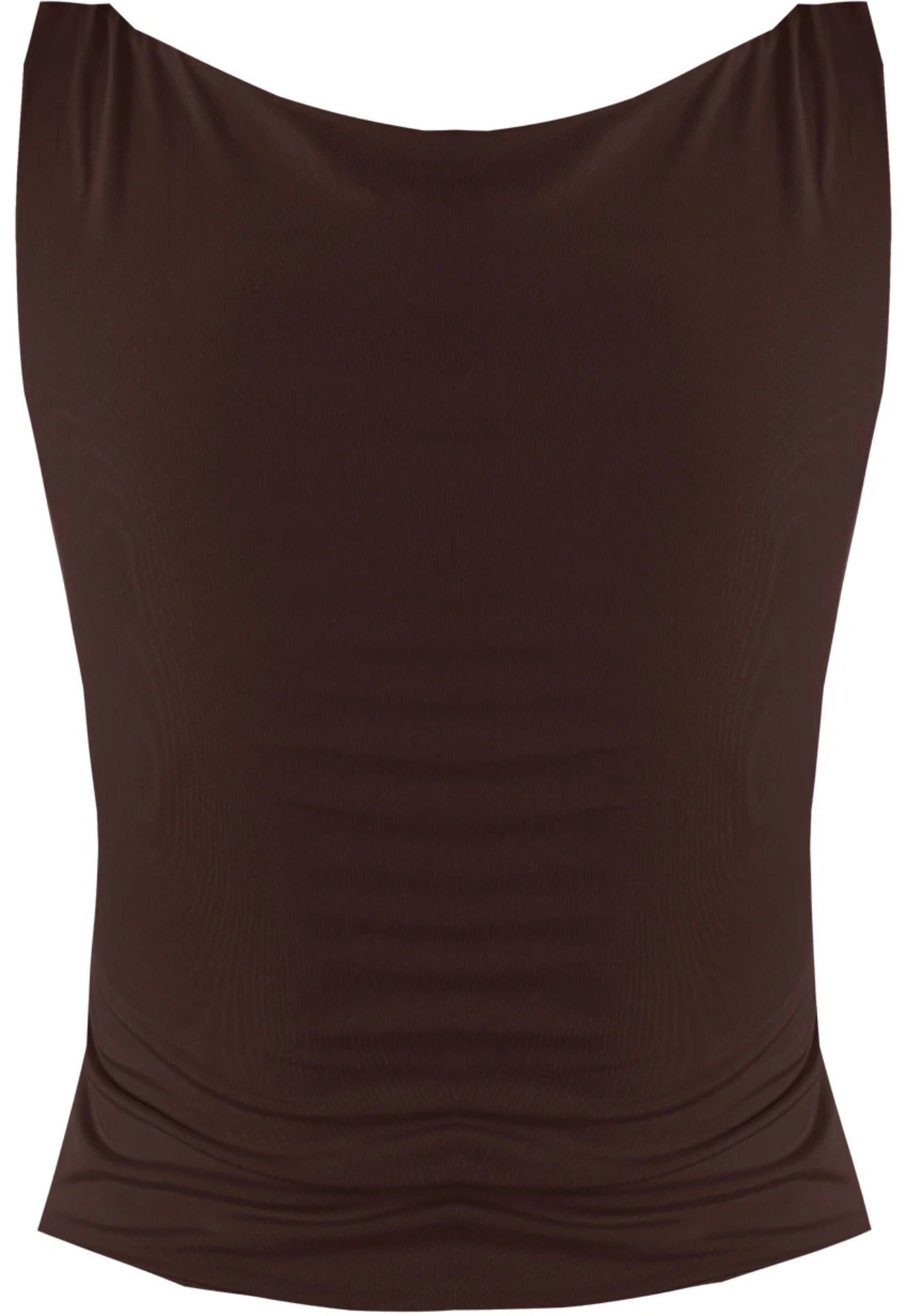 Brown Metal Detail Square Neck Top