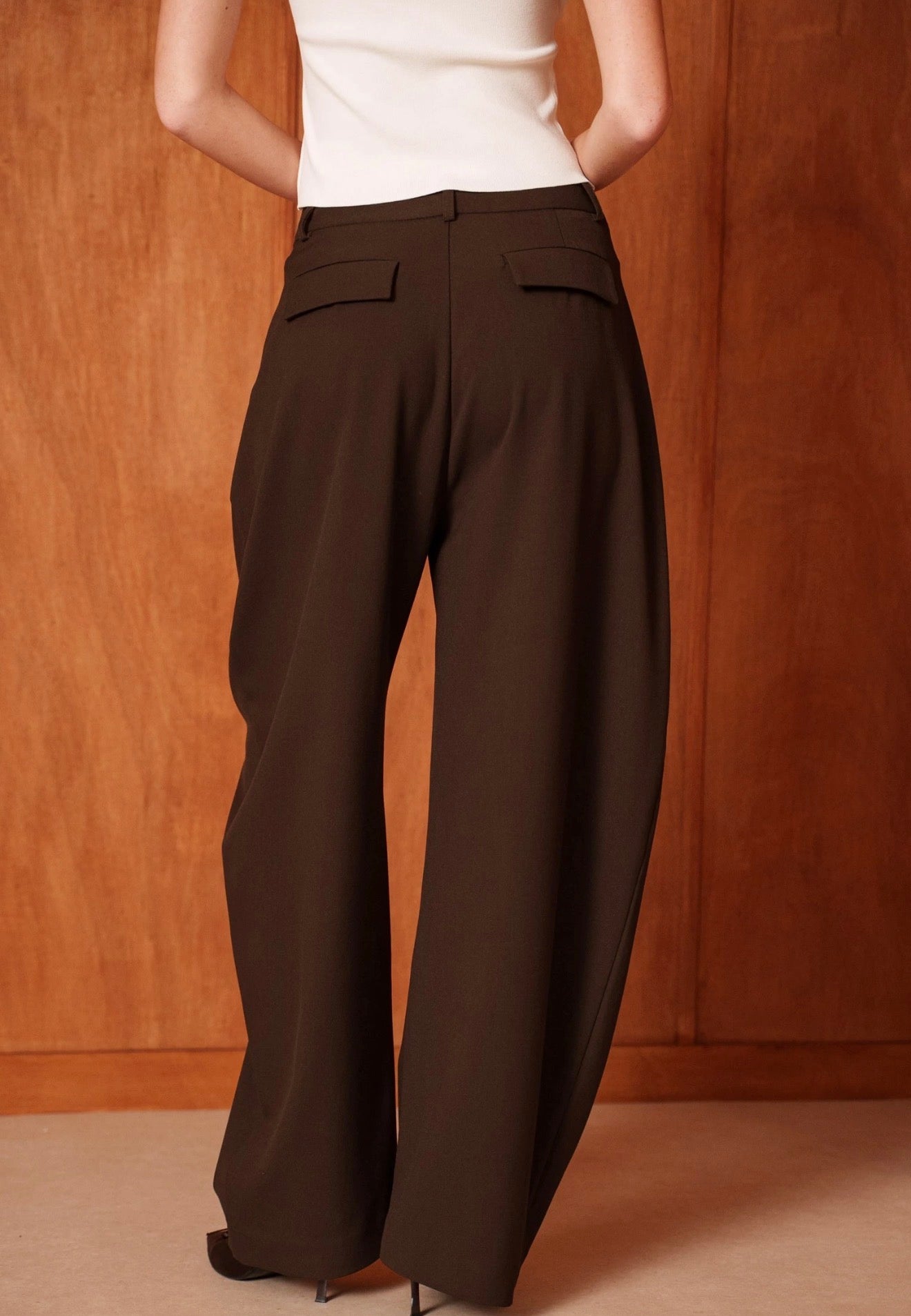 Brown High Waist Barrel Trousers