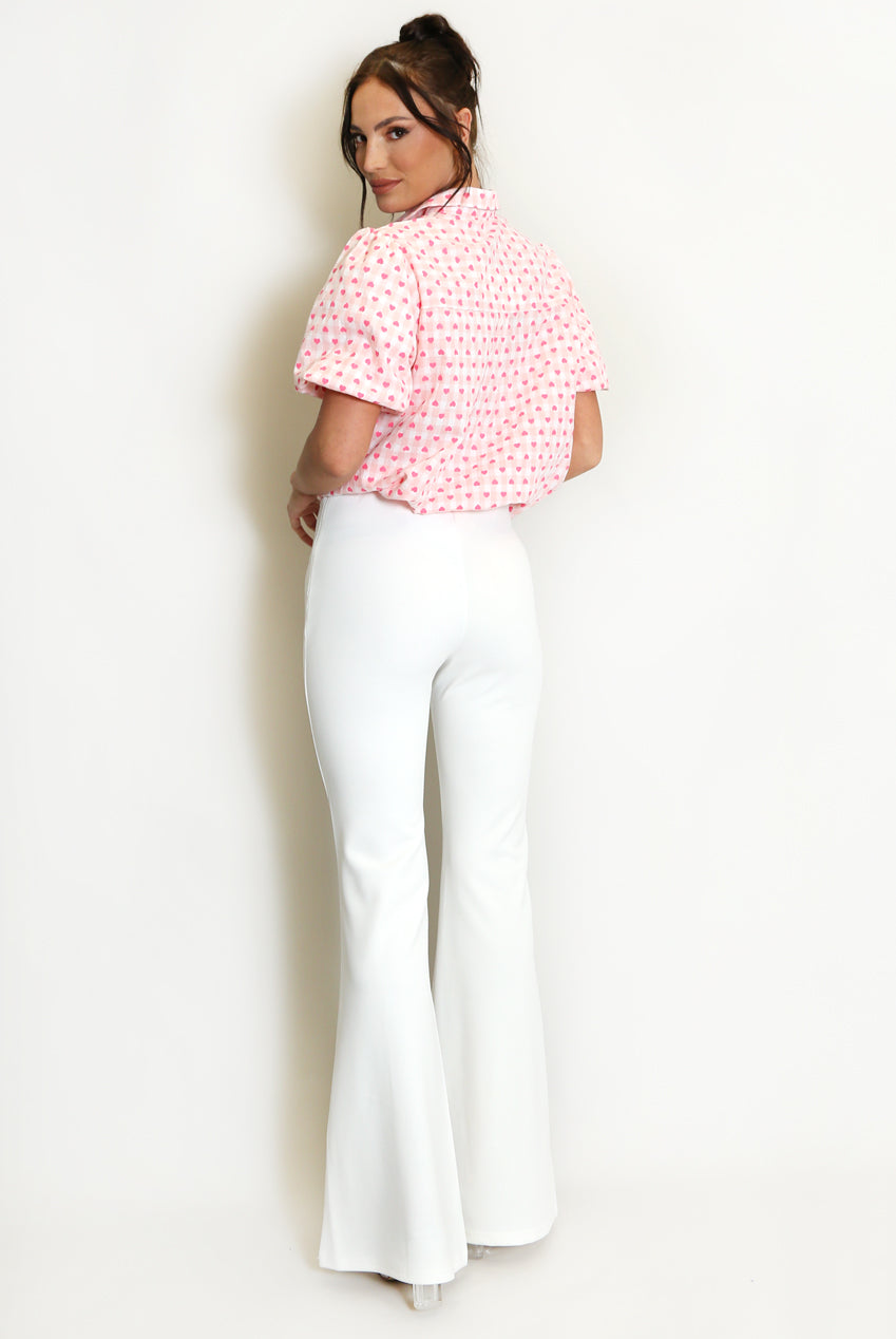 White Seam Front Flare Trouser
