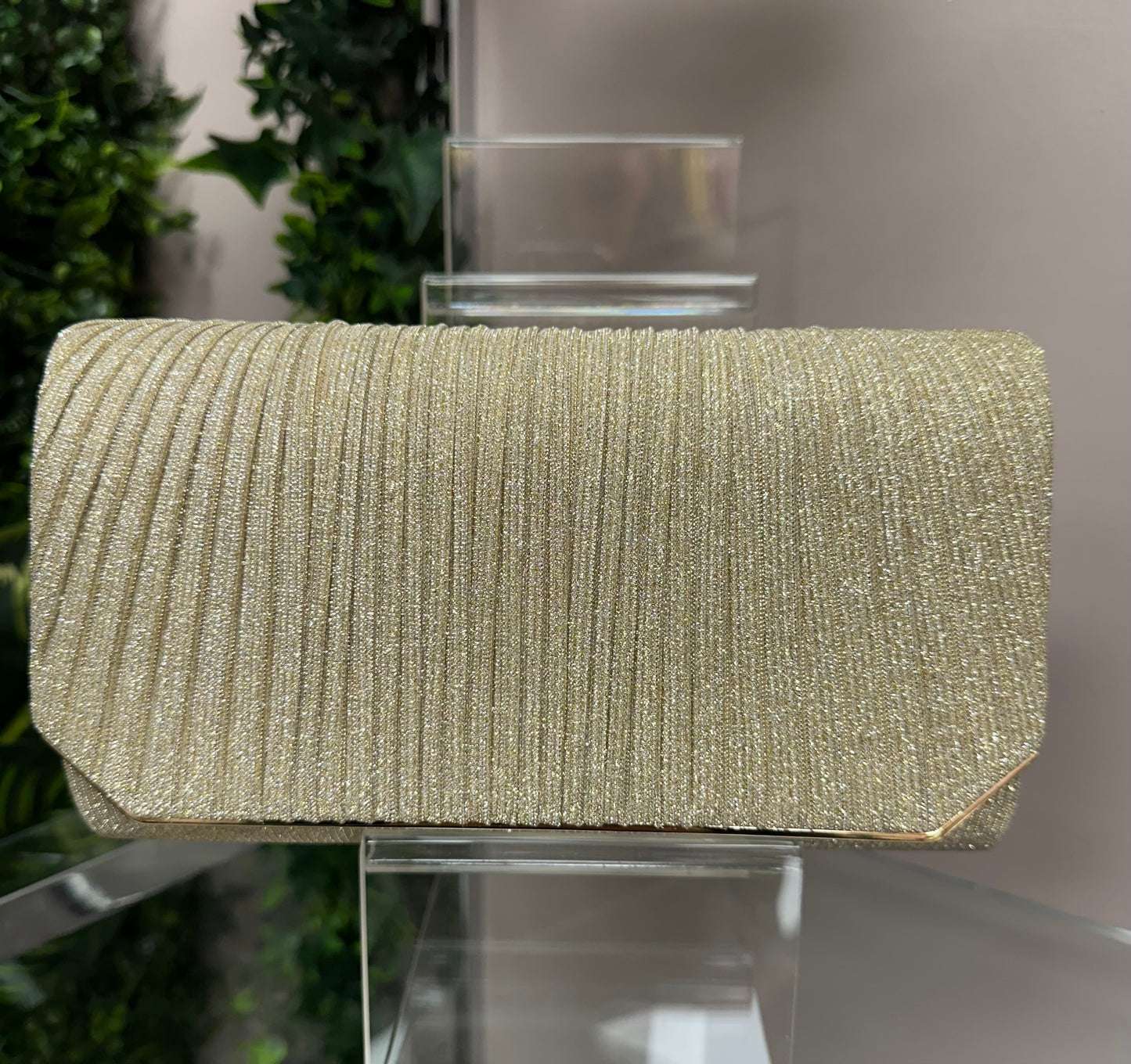 Gold Pleated Clutch