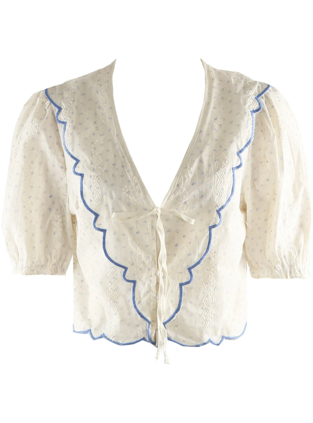 Scallop Hem Broderie Blouse