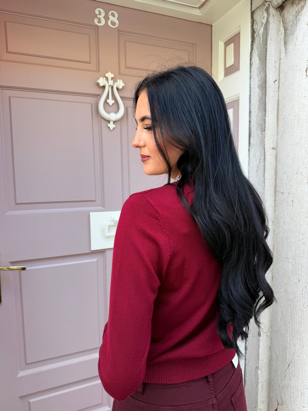 Burgundy Diamond Detail Jumper