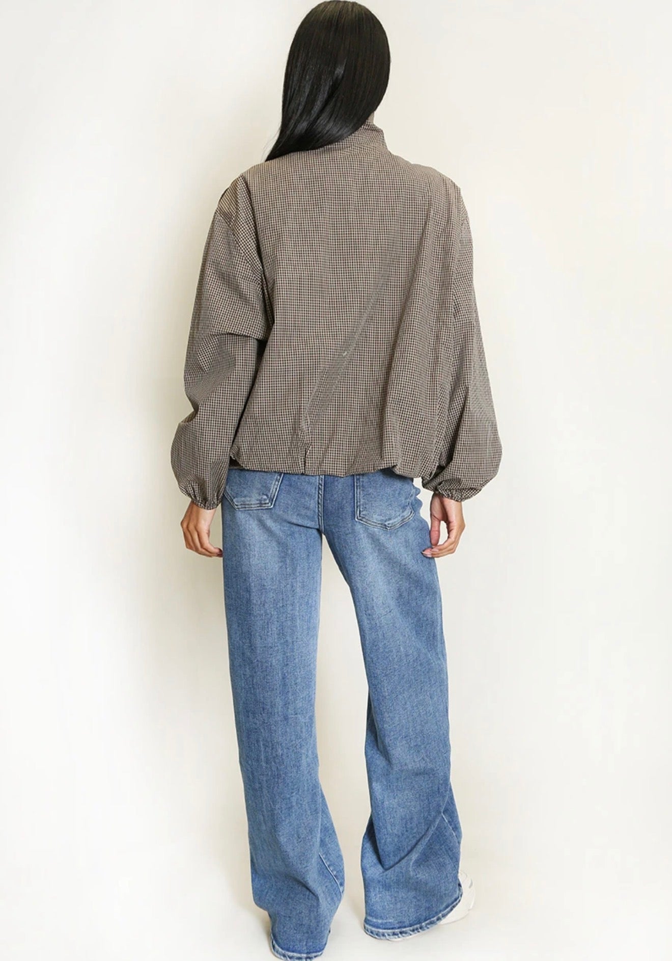 Brown Check Harrington Jacket