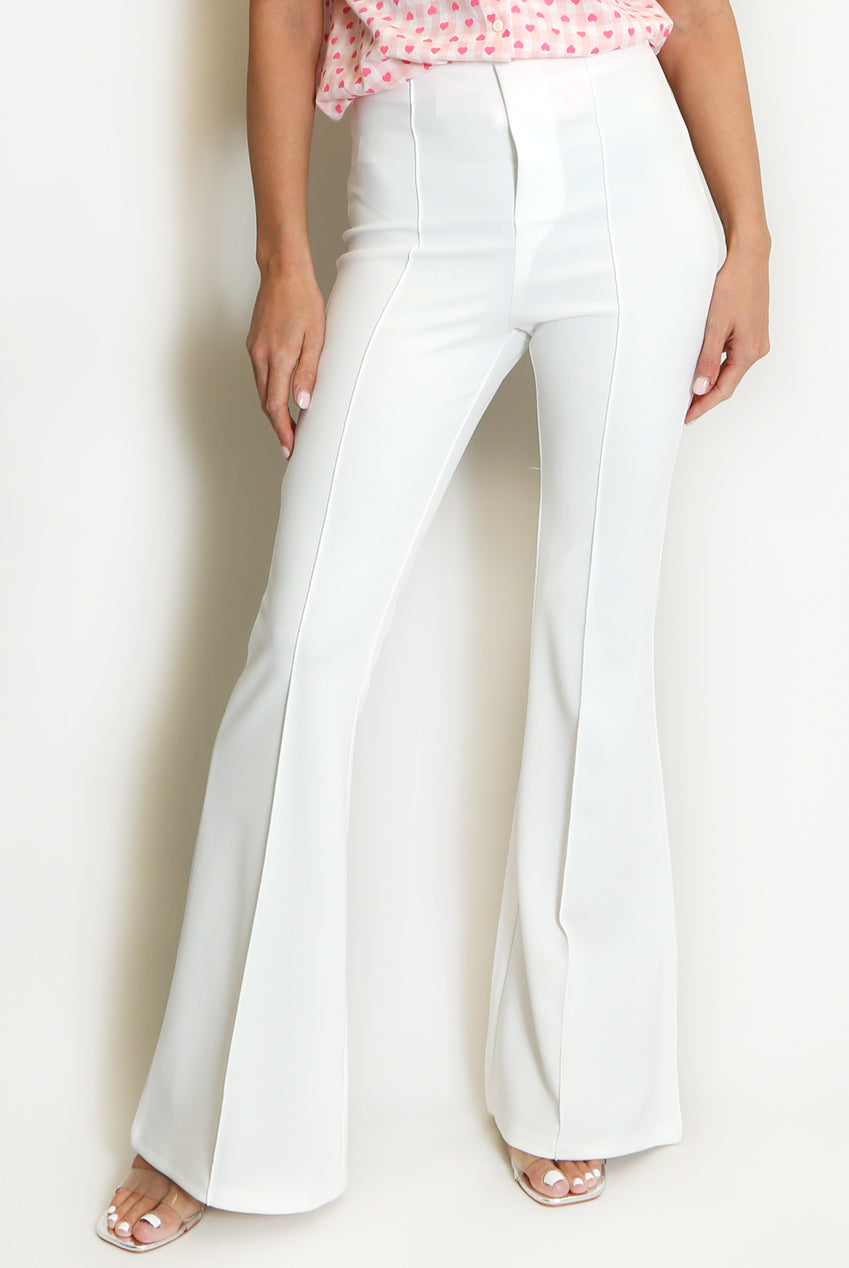 White Seam Front Flare Trouser