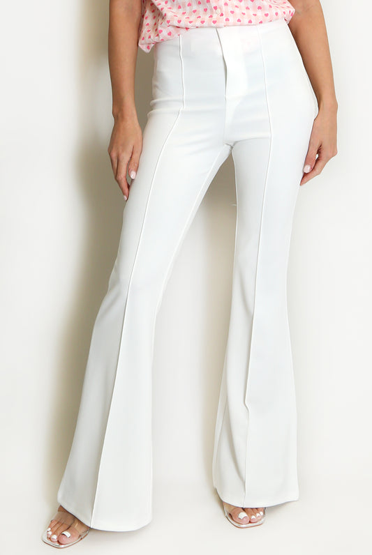 White Seam Front Flare Trouser