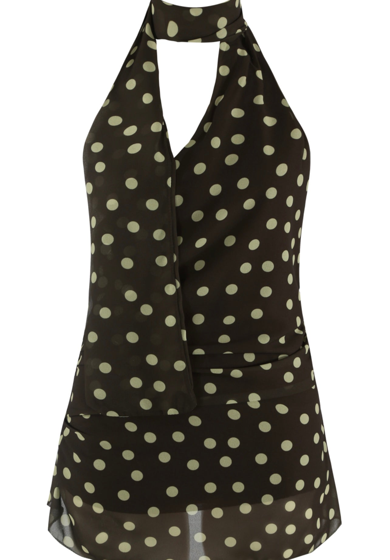 Brown Polka Dot Halter Neck Top