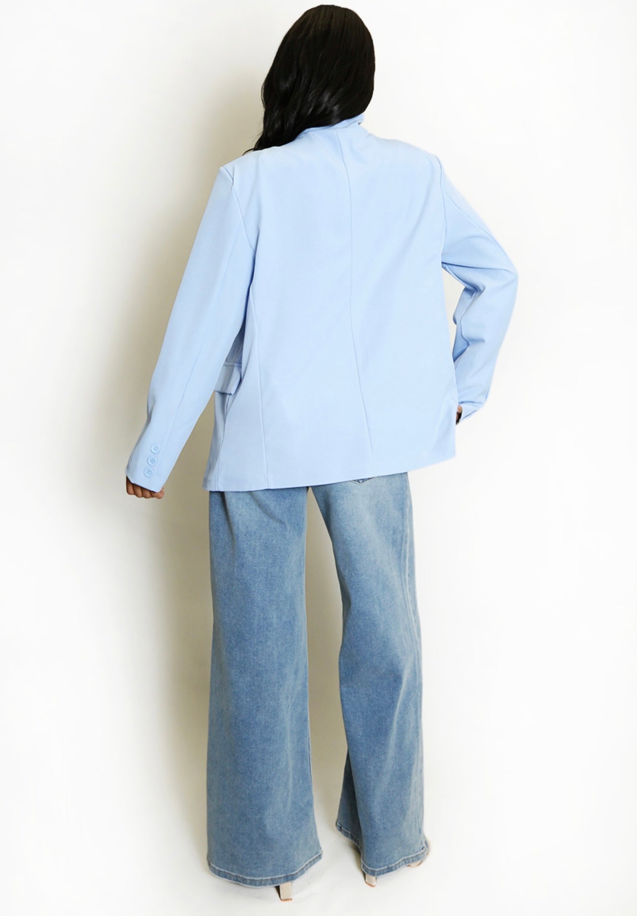 Blue Asymmetric Wrap Blazer
