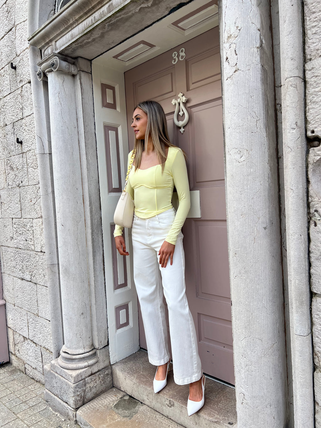 Lemon Long Sleeve Stretch Crop Top