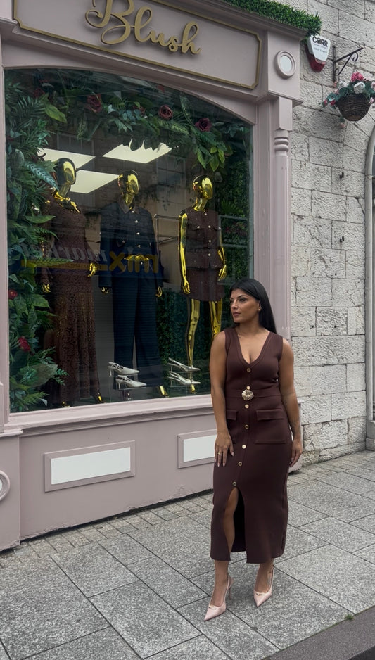 Brown Belt Midi Dress