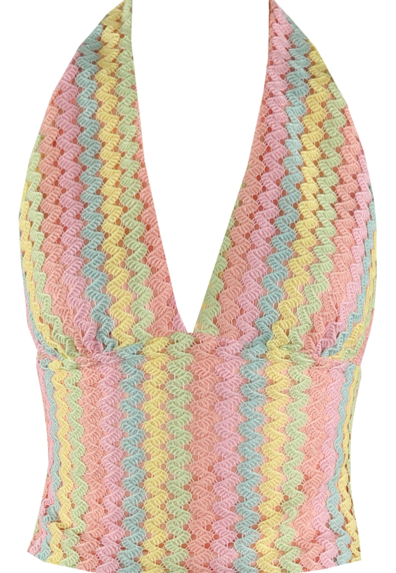 Pink Zig Zag Halter Neck Top