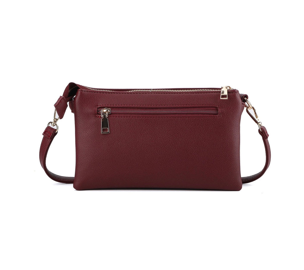 Zip Top 3 Compartments Crossbody Handbag