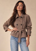 Brown Check Plaid Cropped Trench Coat