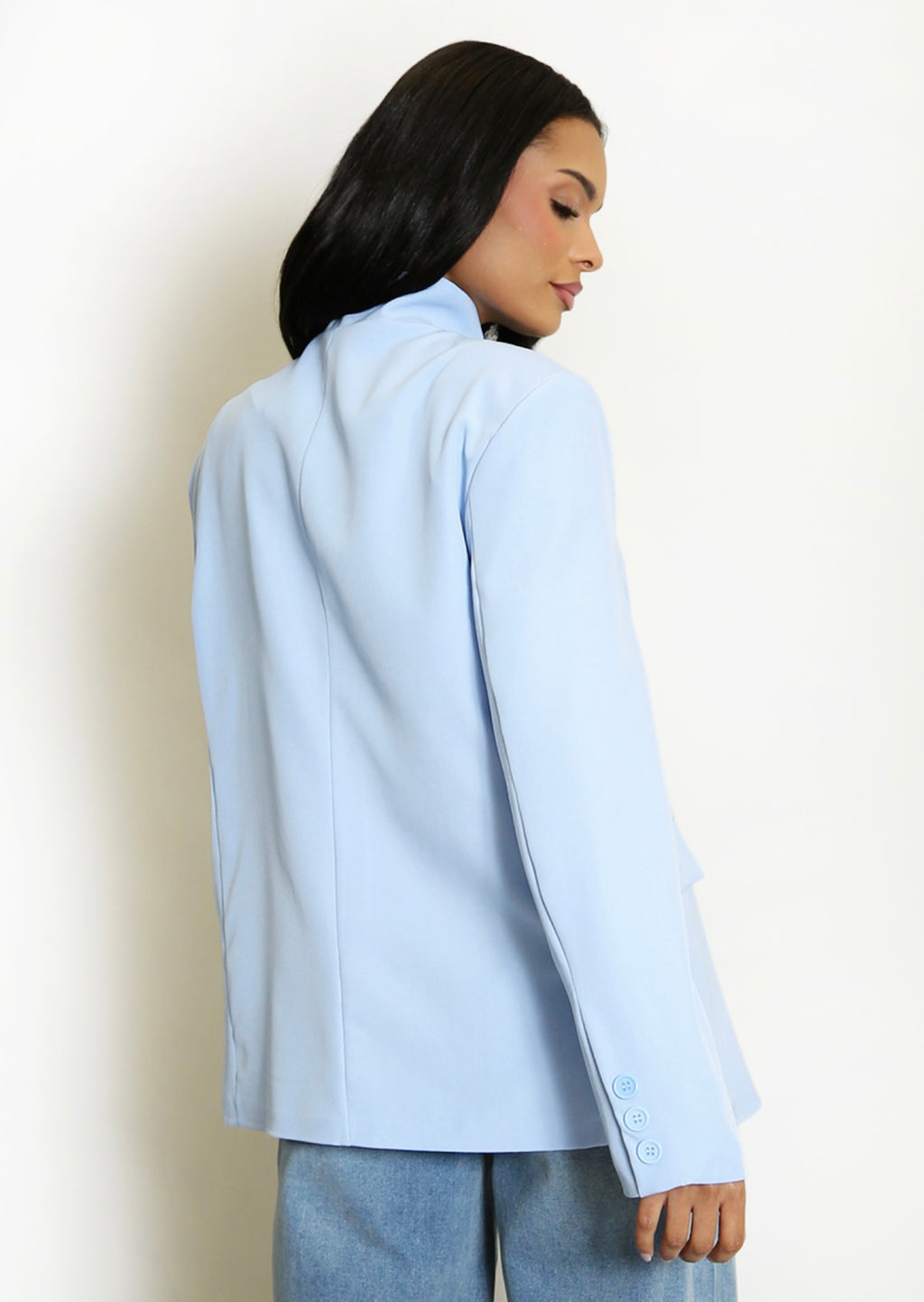 Blue Asymmetric Wrap Blazer