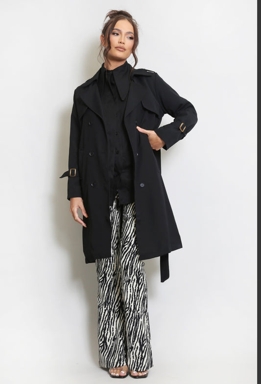 Black Belted Trench Coat