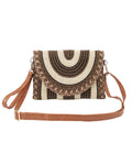 Brown Contrast Natural Woven Clutch Bag