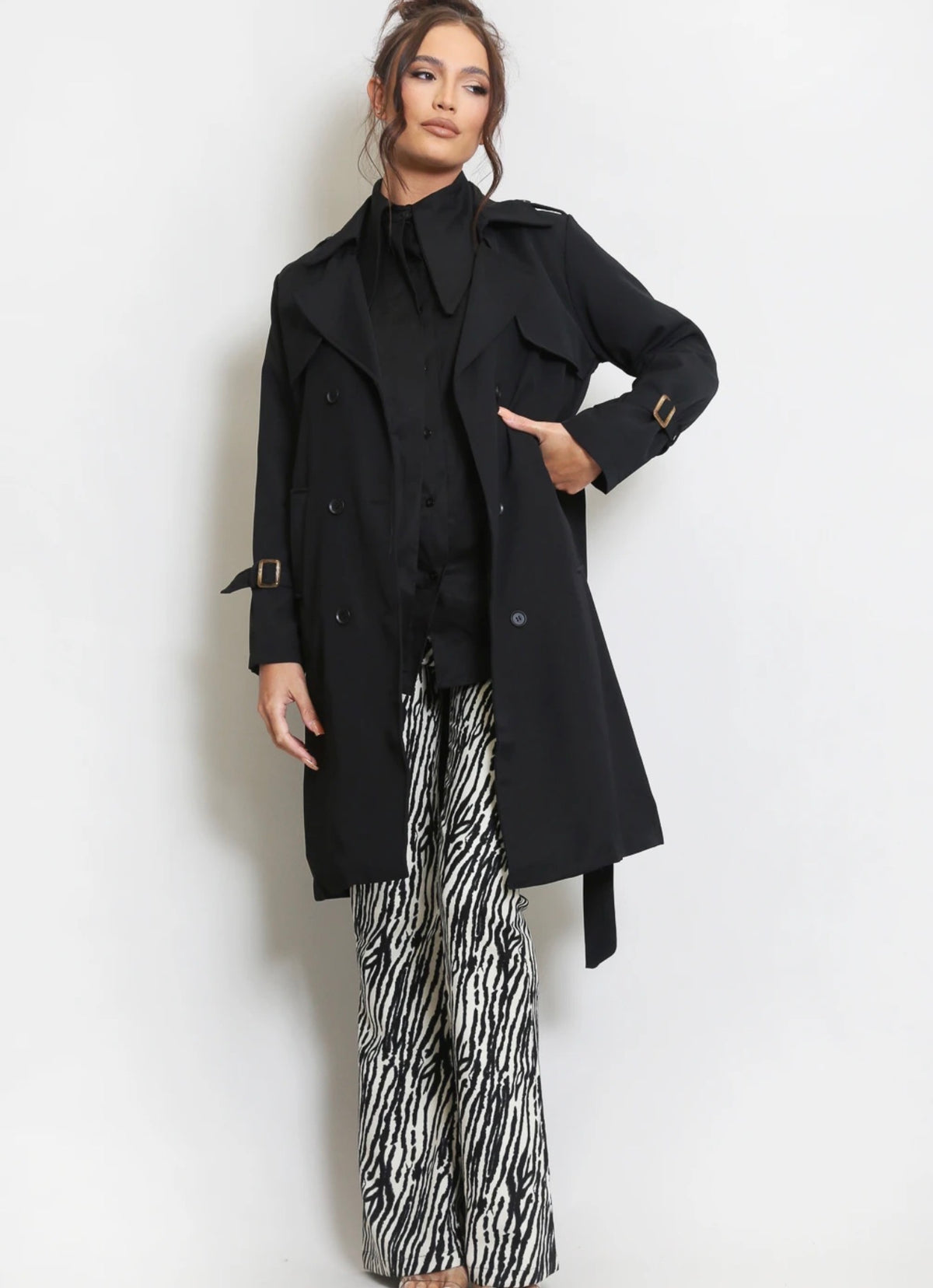 Black Belted Trench Coat