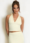 Lemon Textured Halter Neck Top