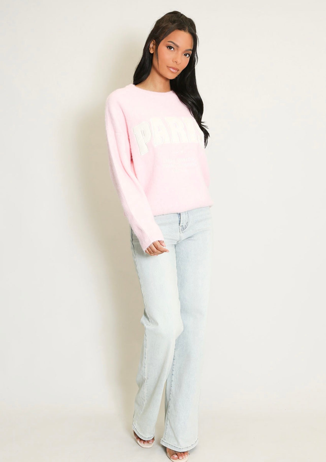 Pink Wellness Slogan Wool Jumper