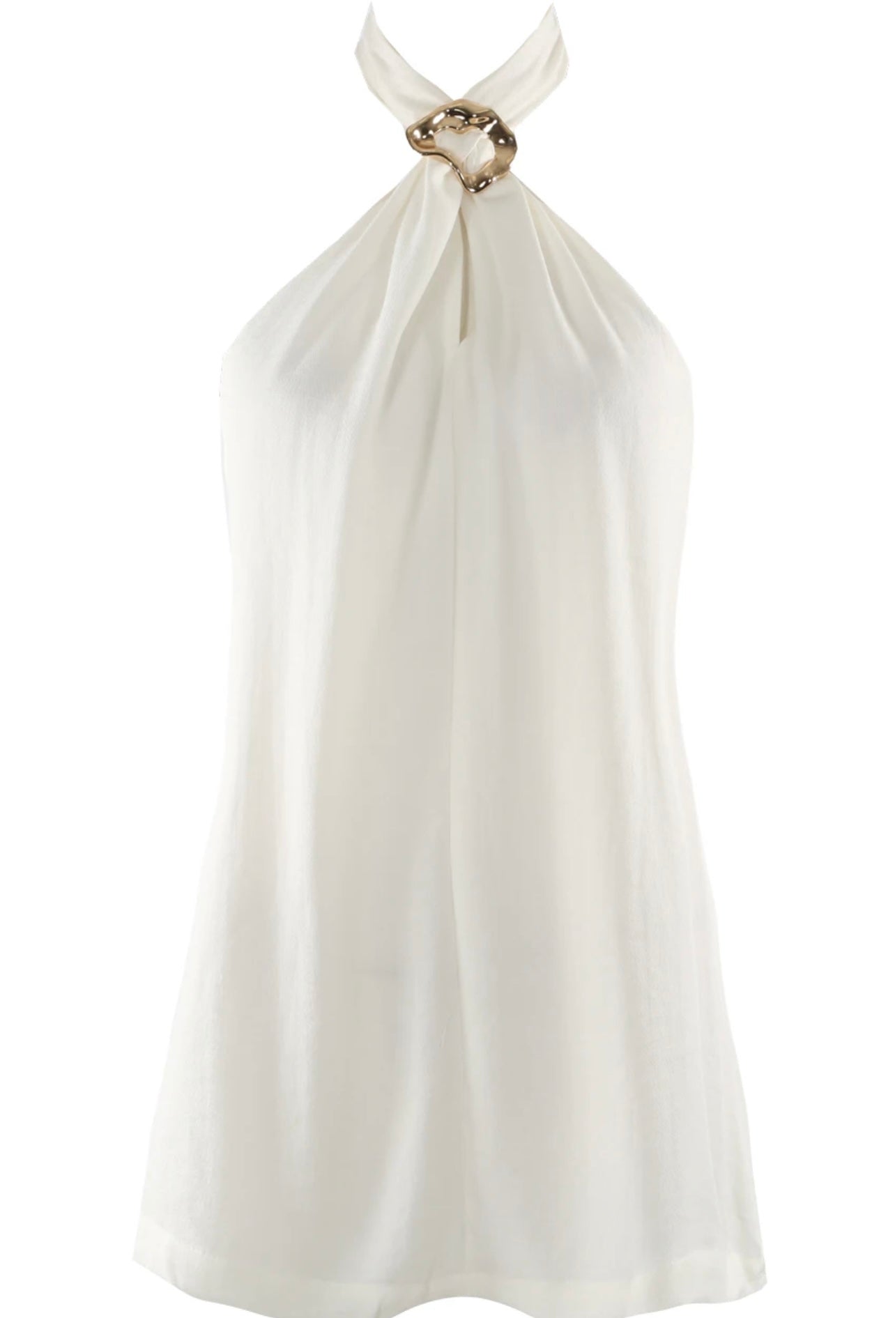 White Buckle Halter Top