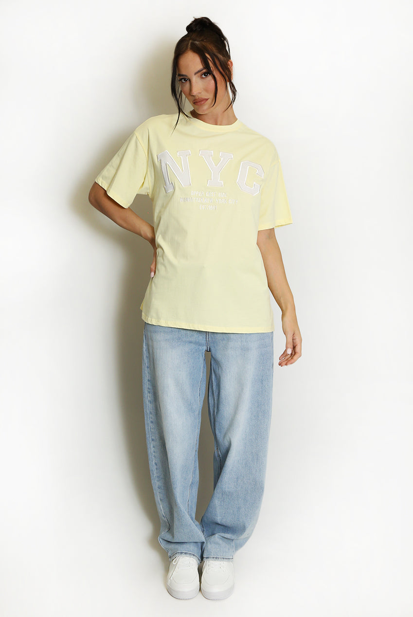 Lemon NYC Motif Slogan T-Shirt