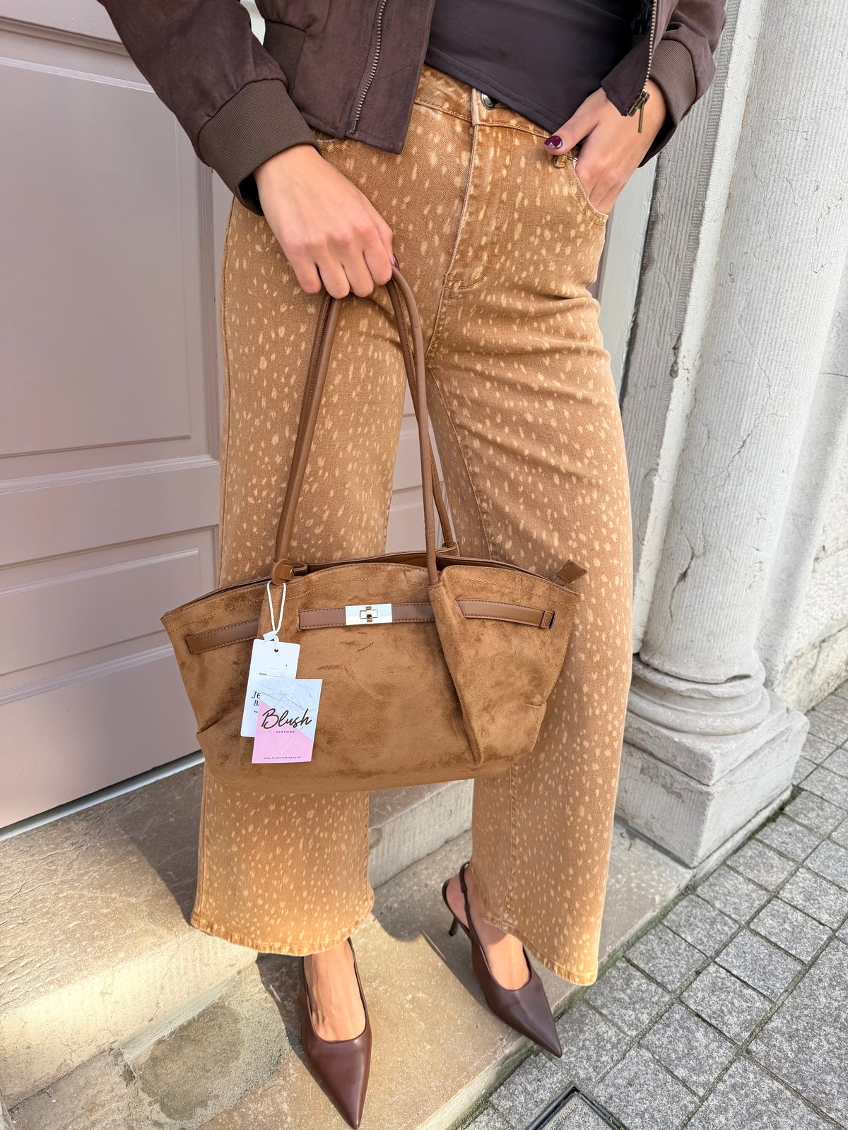 Camel Dear Print Denim Jeans