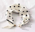 White Pearl Clasp Polka Dot Neck Scarf