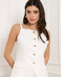 White Tailored Button Through Vest