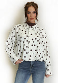 White Polka Dot Bubble Hem Jacket