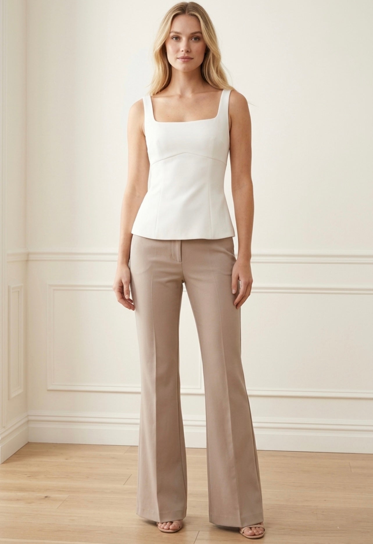 White Square neck Tailored Top