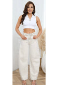 Beige Mid Rise Balloon Fit Denim Jeans